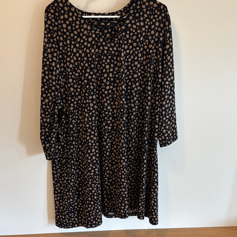 Ulla Popken Black and Tan Long Sleeve Dress